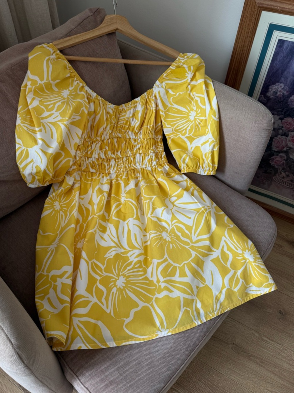 Faithfull Marinelli Floral Mini Dress Yellow Romantic Summer, S - Picture 11 of 13